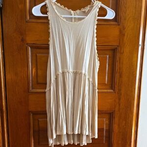 POL Soft Cream Sleeveless Ruffle Tunic